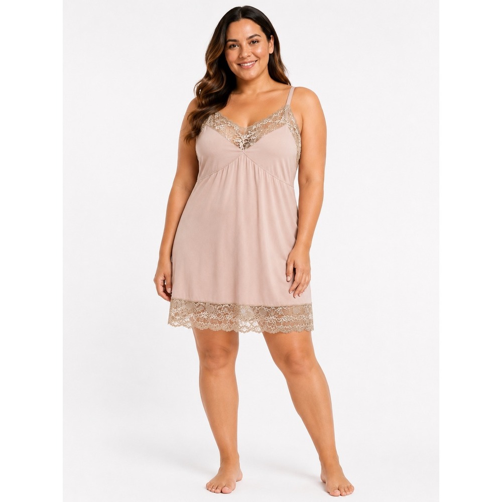 Avenue‎ Body Womens Pink Lace Trim Chemise Nightgown Sleepwear Slip Dress 18/20